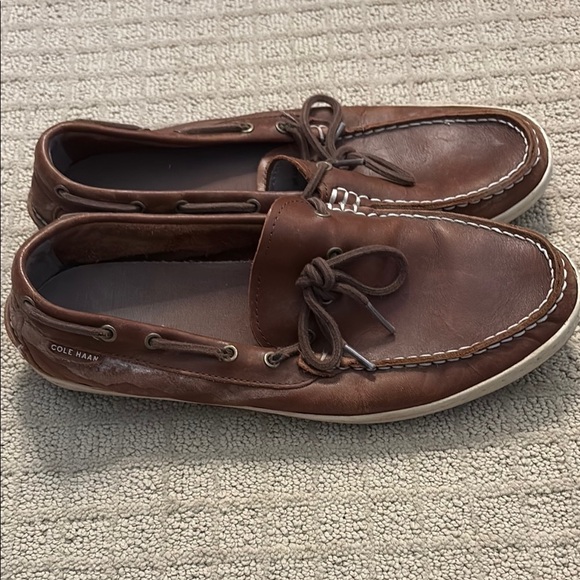 Cole Haan Brown Leather Boat Shoes - Picture 2 of 3
